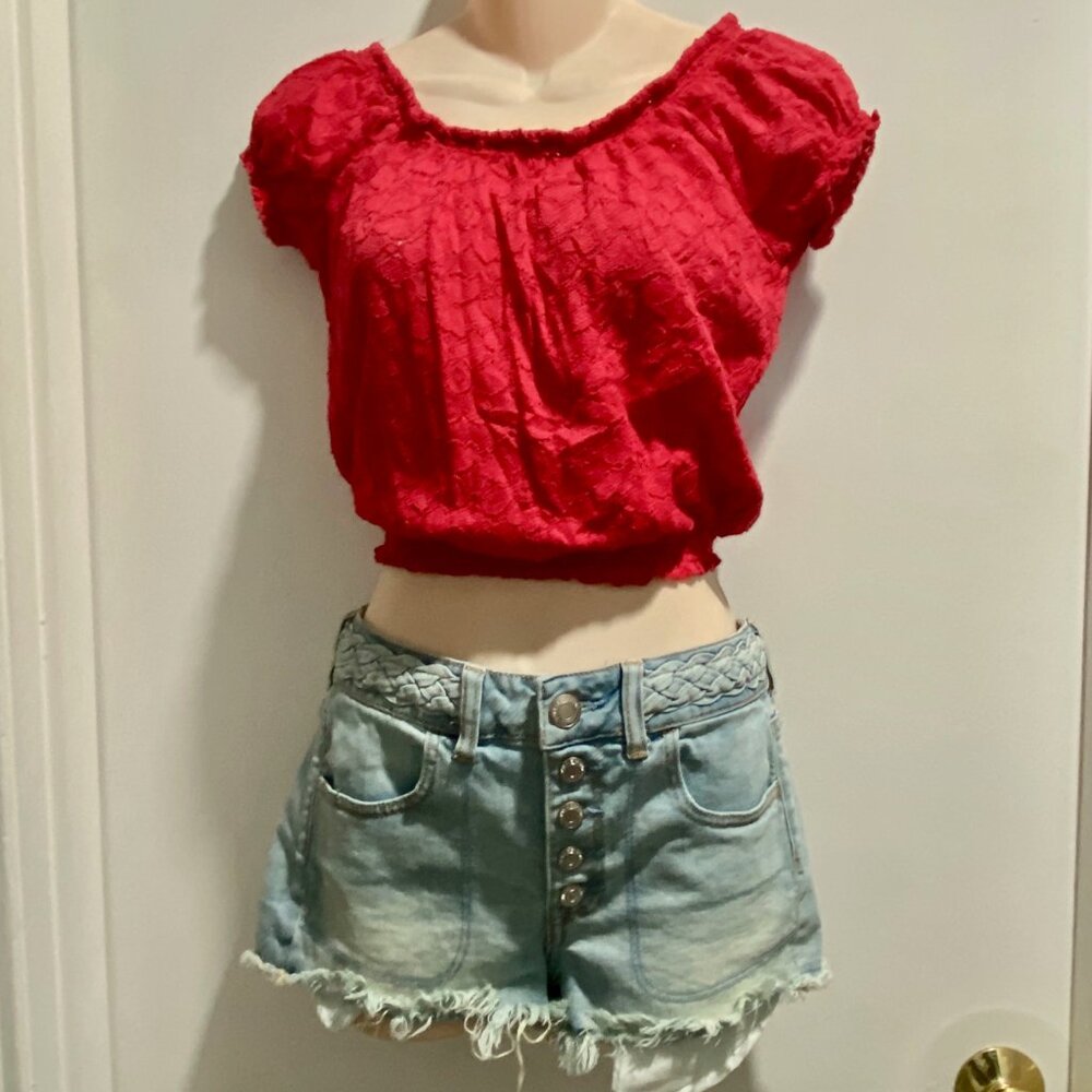 Aeropostale Y2K Fairy Boho Preppy Coquette Cottage Rococo Crop Laced Top Blouse